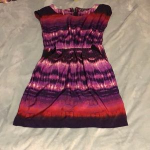 Purple and red dress with pockets